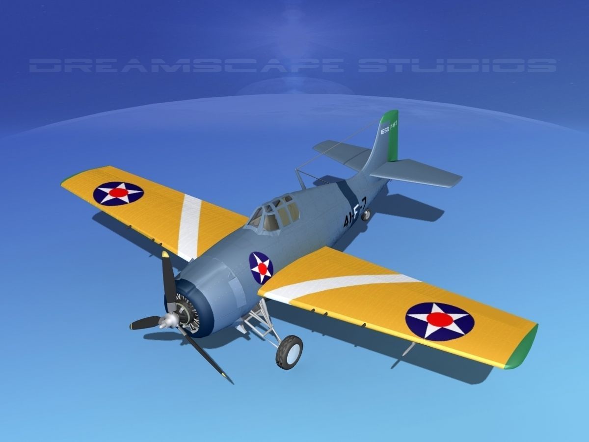 Grumman F4F-3 Wildcat V03 3D model_10
