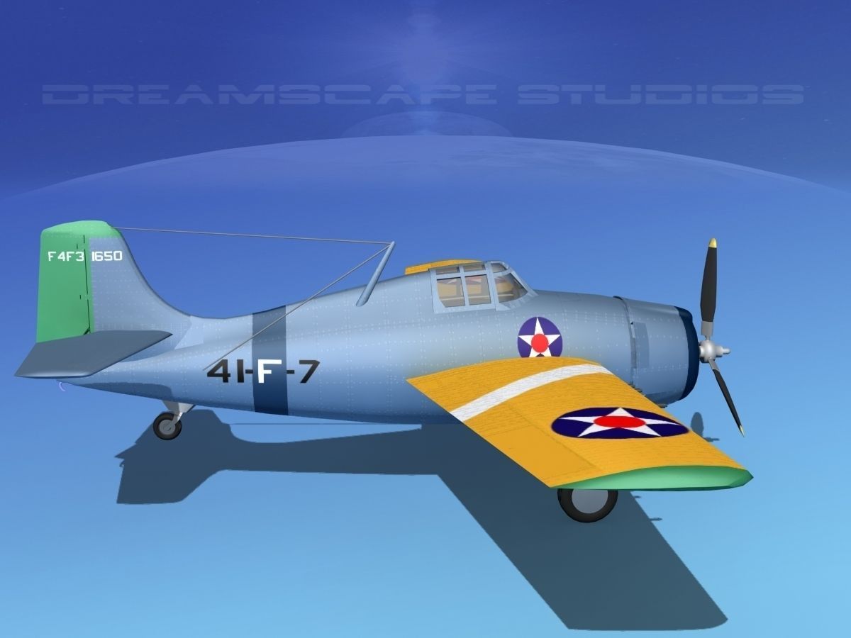 Grumman F4F-3 Wildcat V03 3D model_4