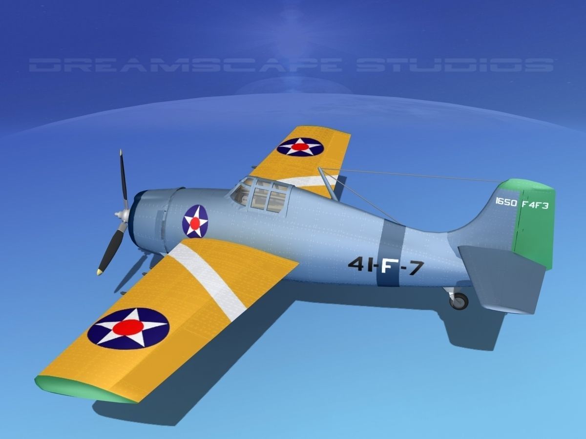 Grumman F4F-3 Wildcat V03 3D model_9