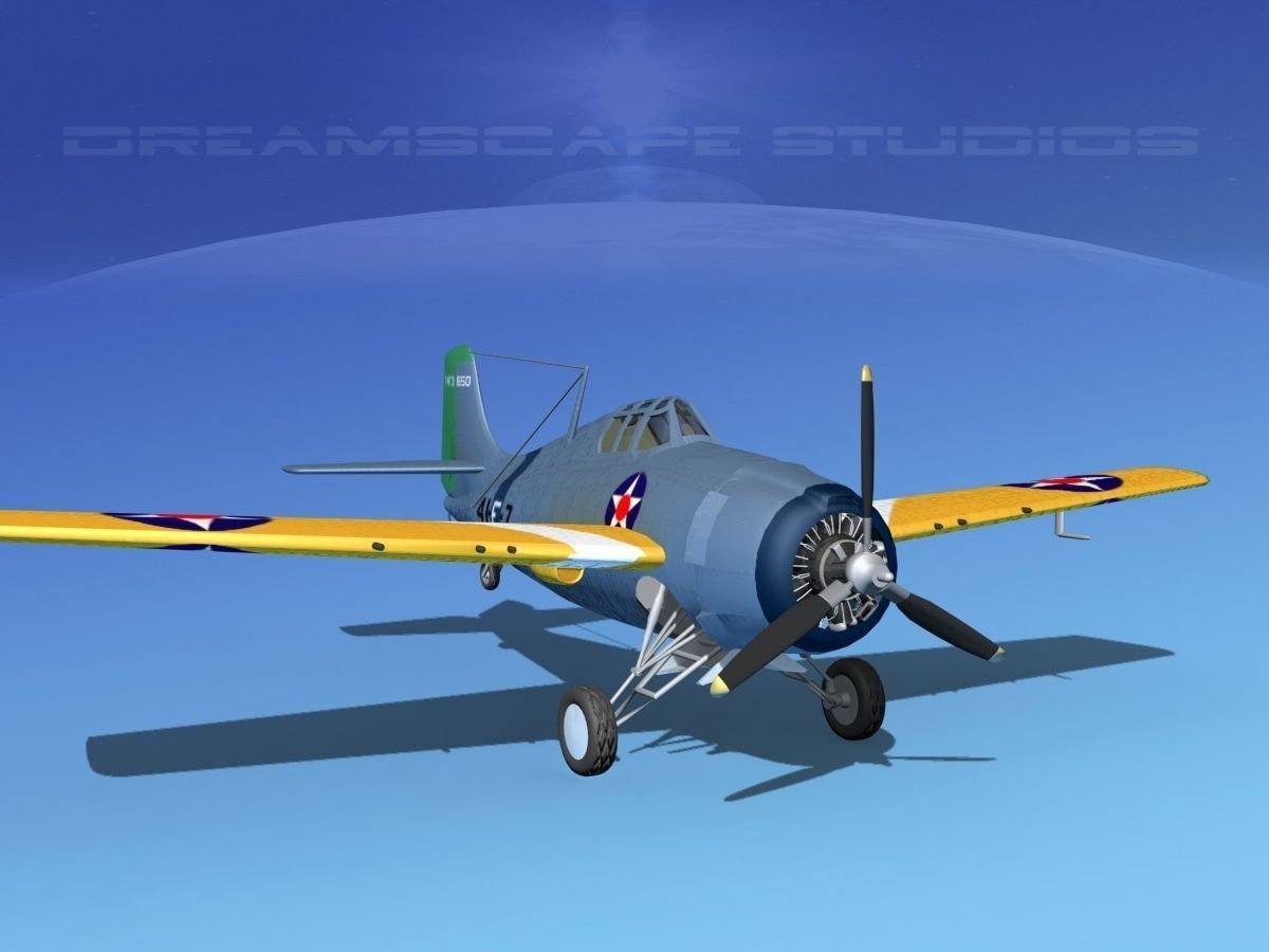 Grumman F4F-3 Wildcat V03 3D model_2