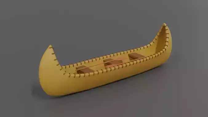 Cartoon Native American Indian Canoe 3D model