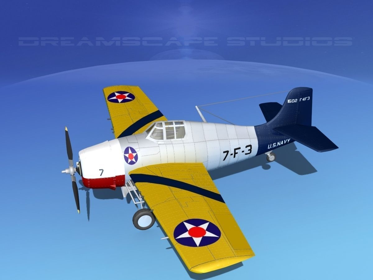Grumman F4F-3 Wildcat V06 3D model_9