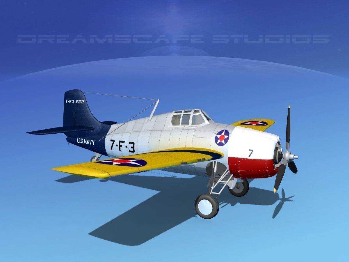 Grumman F4F-3 Wildcat V06 3D model_3