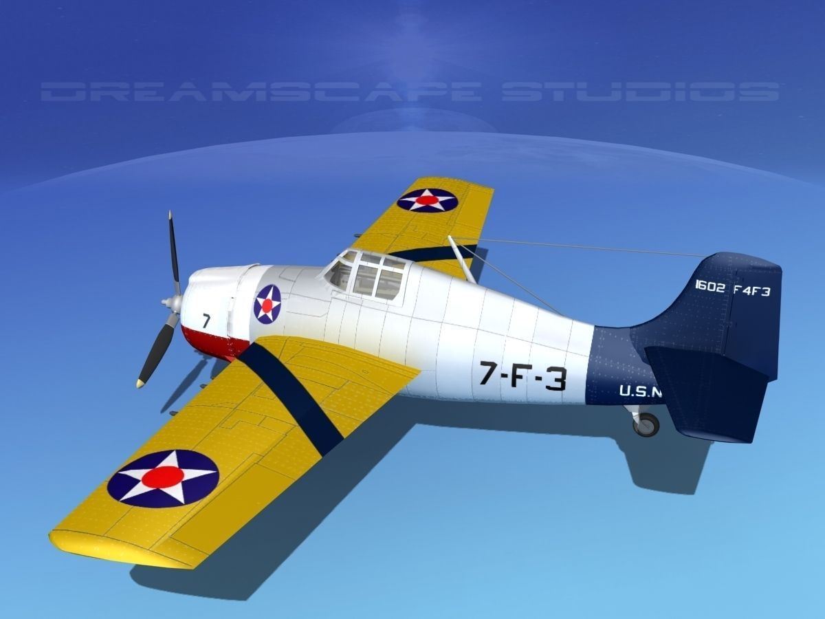 Grumman F4F-3 Wildcat V06 3D model_8