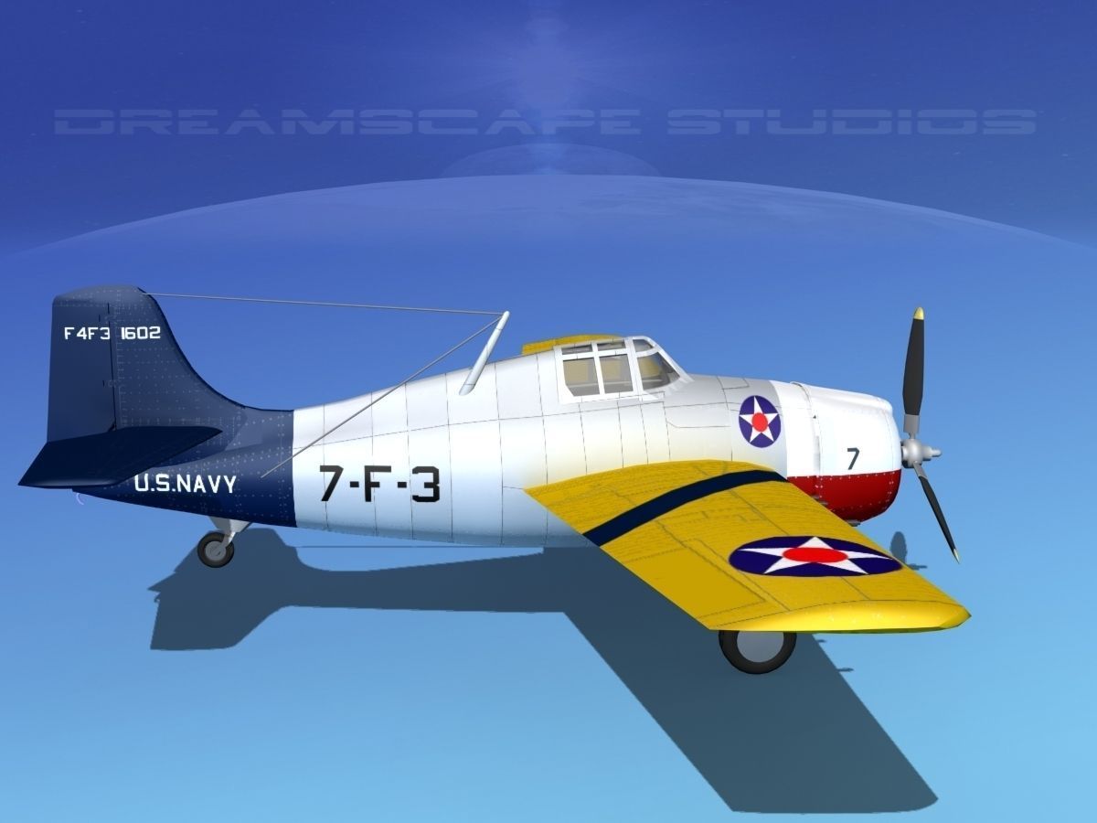 Grumman F4F-3 Wildcat V06 3D model_4