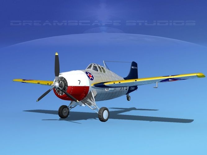 Grumman F4F-3 Wildcat V06 3D model