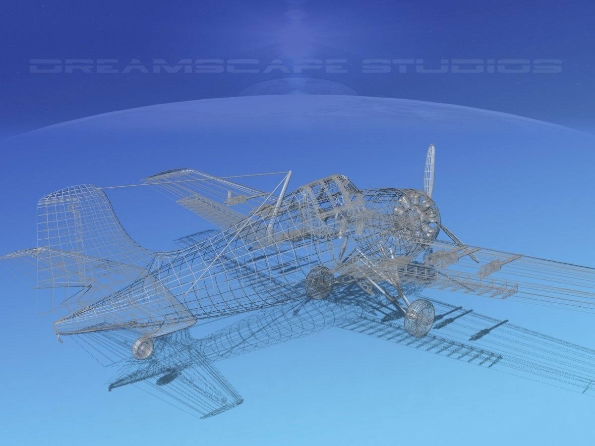 Grumman F4F-3 Wildcat V06 3D model_13