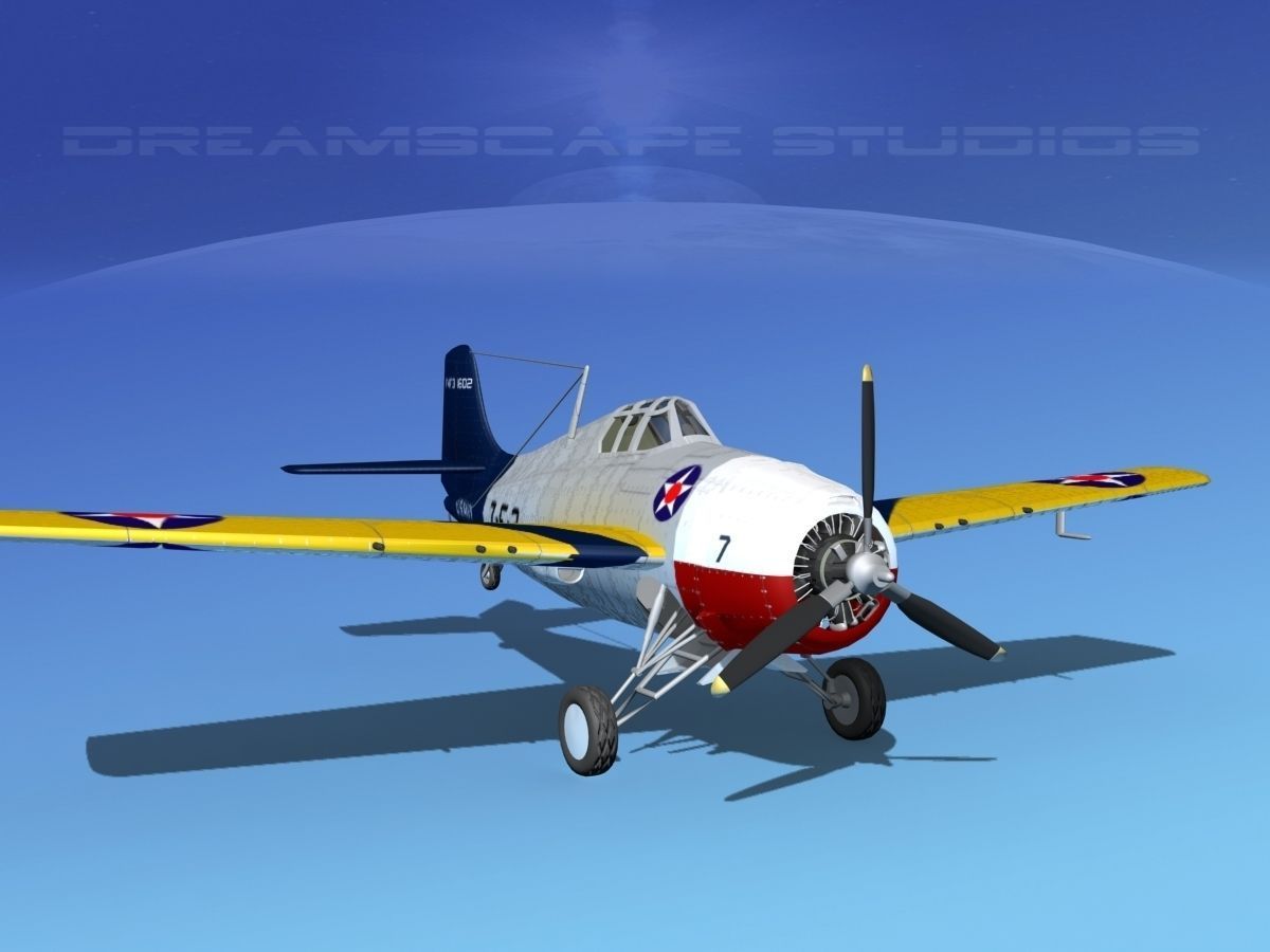 Grumman F4F-3 Wildcat V06 3D model_2