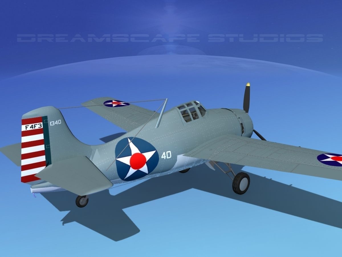 Grumman F4F-3 Wildcat V08 3D model_5