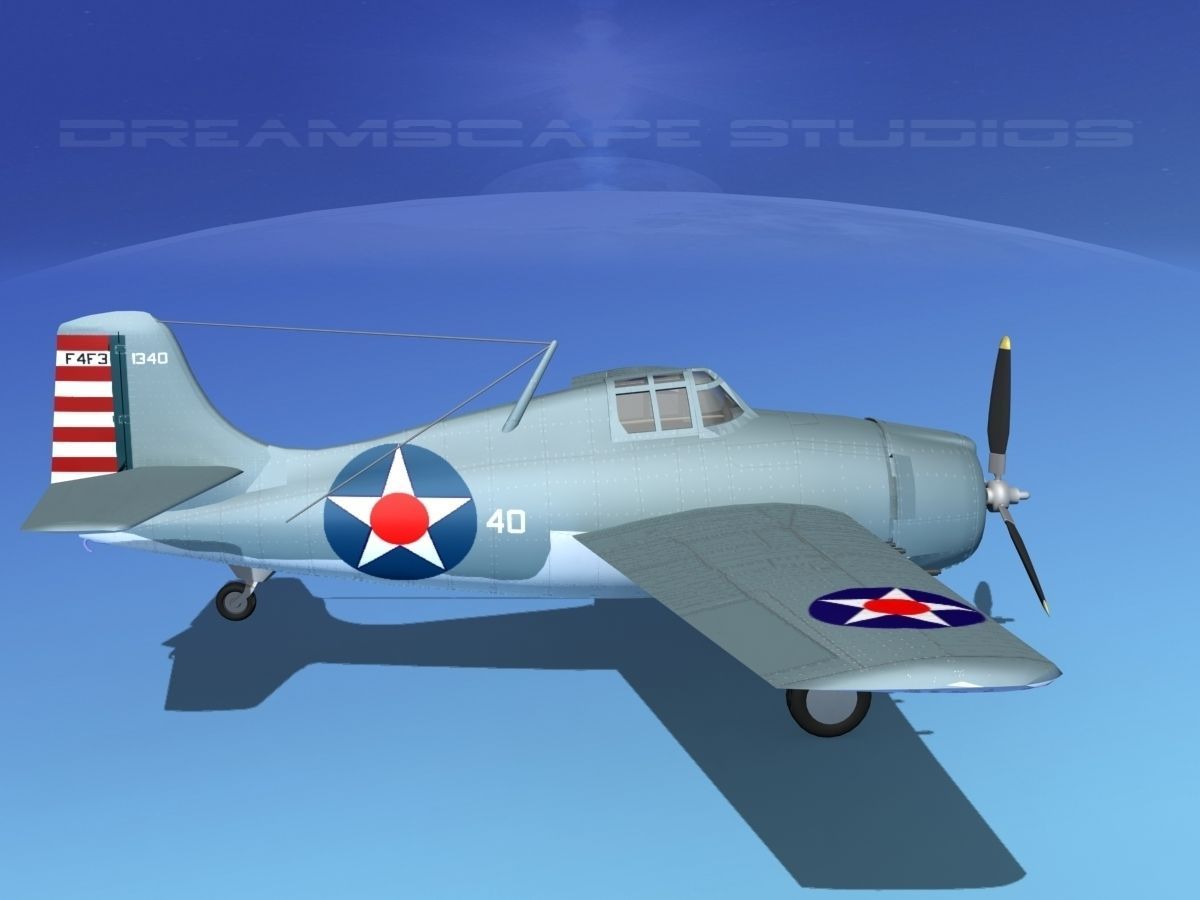 Grumman F4F-3 Wildcat V08 3D model_4