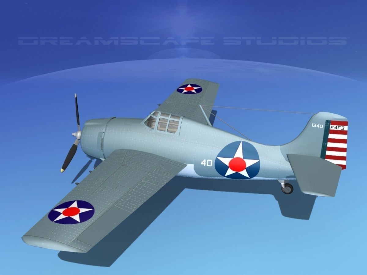 Grumman F4F-3 Wildcat V08 3D model_8