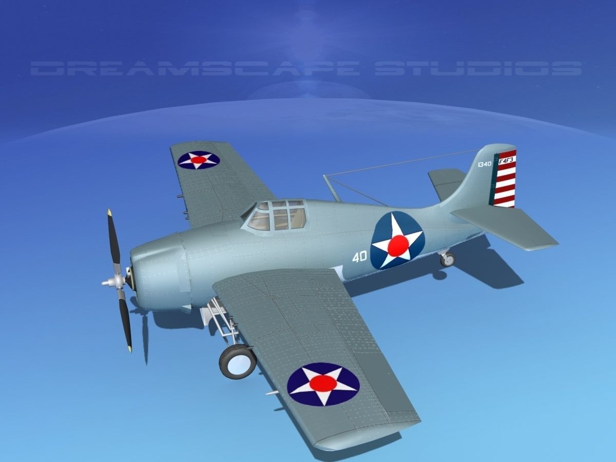 Grumman F4F-3 Wildcat V08 3D model_10