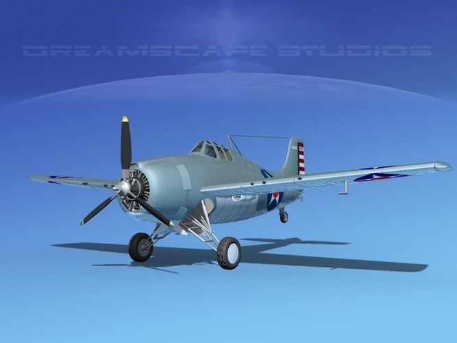 Grumman F4F-3 Wildcat V08 3D model
