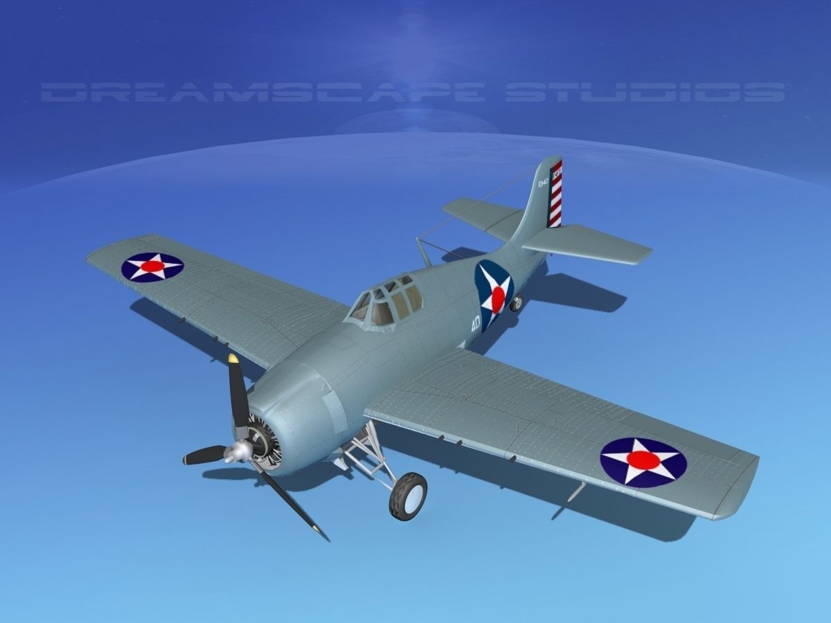 Grumman F4F-3 Wildcat V08 3D model_9