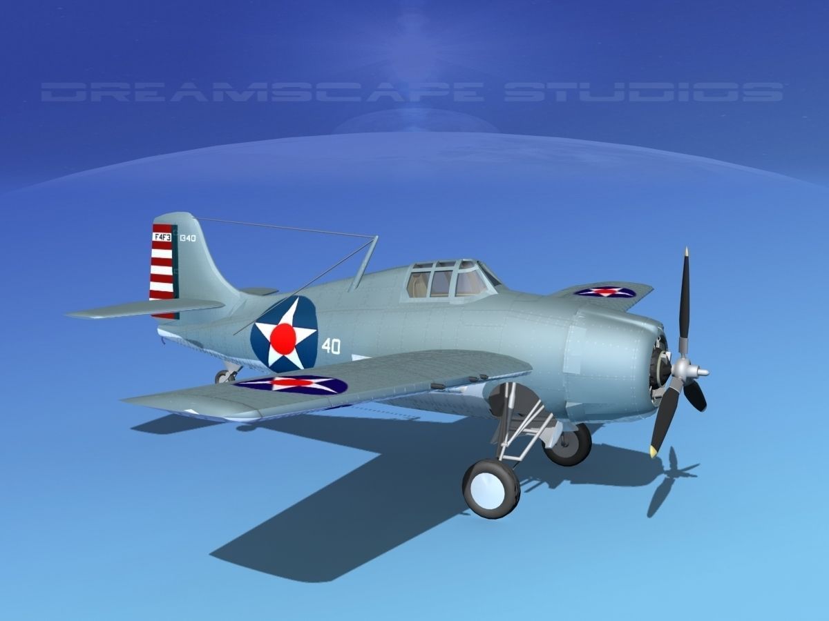 Grumman F4F-3 Wildcat V08 3D model_3