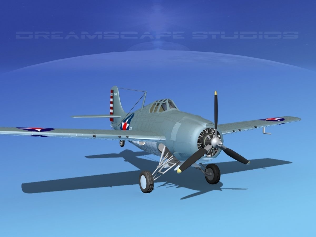 Grumman F4F-3 Wildcat V08 3D model_2