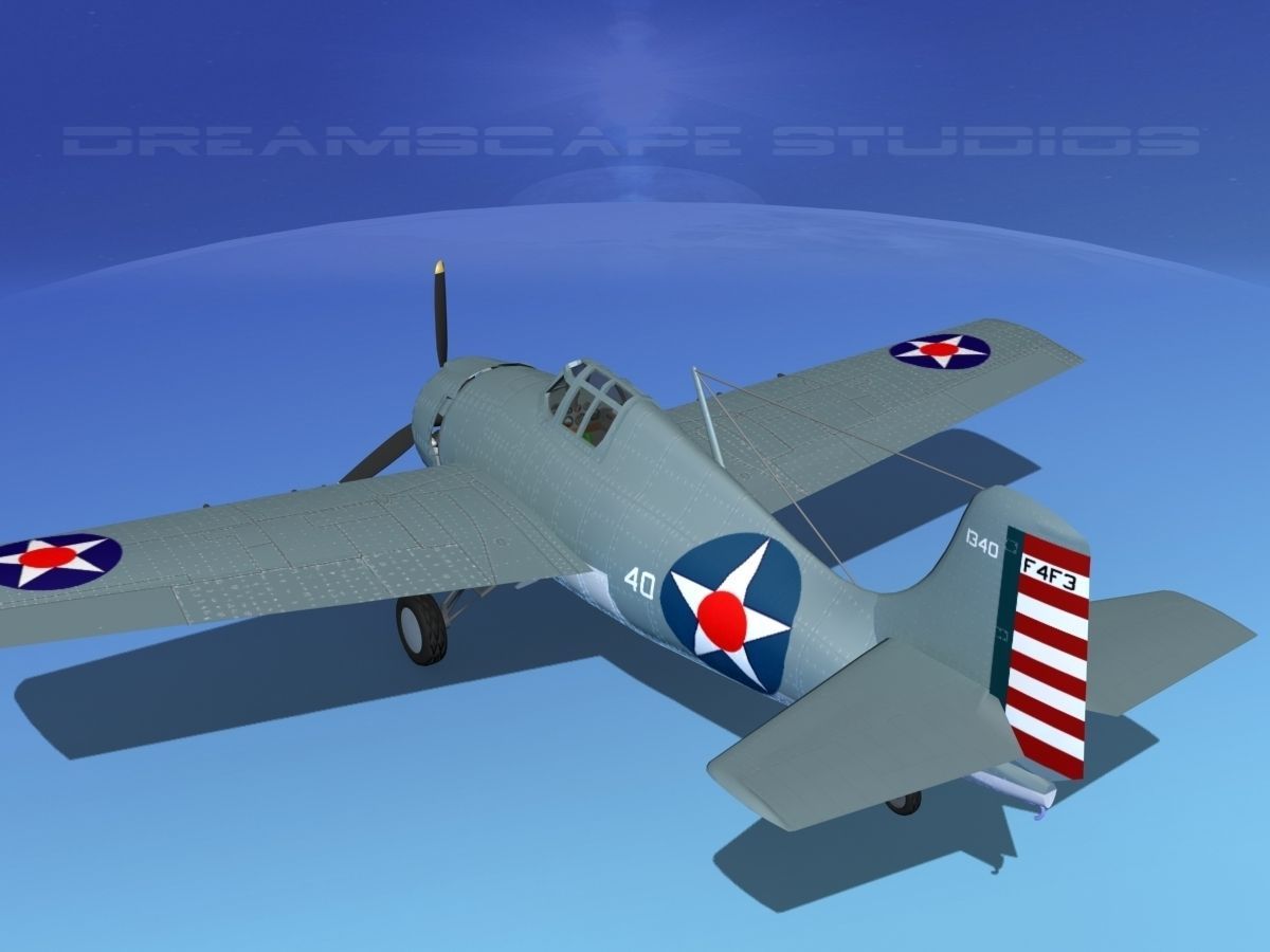 Grumman F4F-3 Wildcat V08 3D model_7