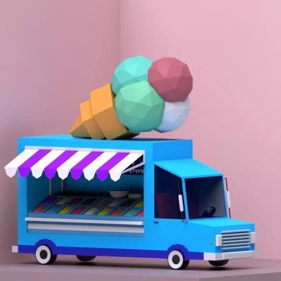 IceCreamCar ice cream truck Low-poly 3D model_0