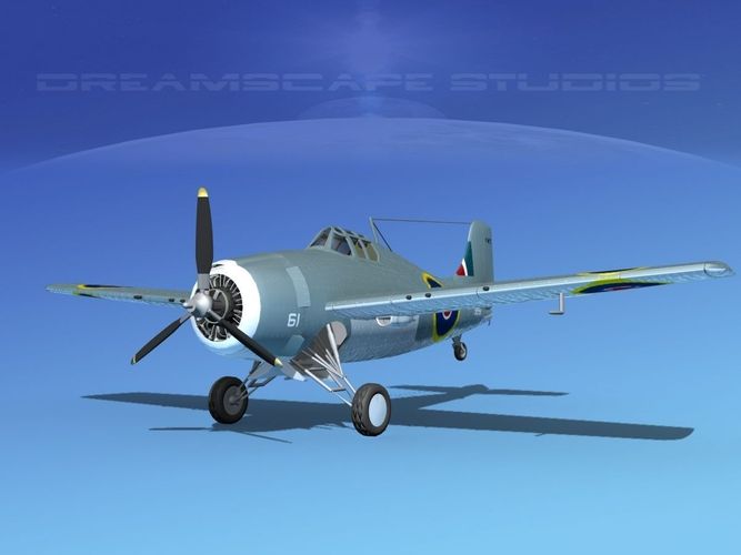 Grumman F4F-3 Wildcat V10 3D model