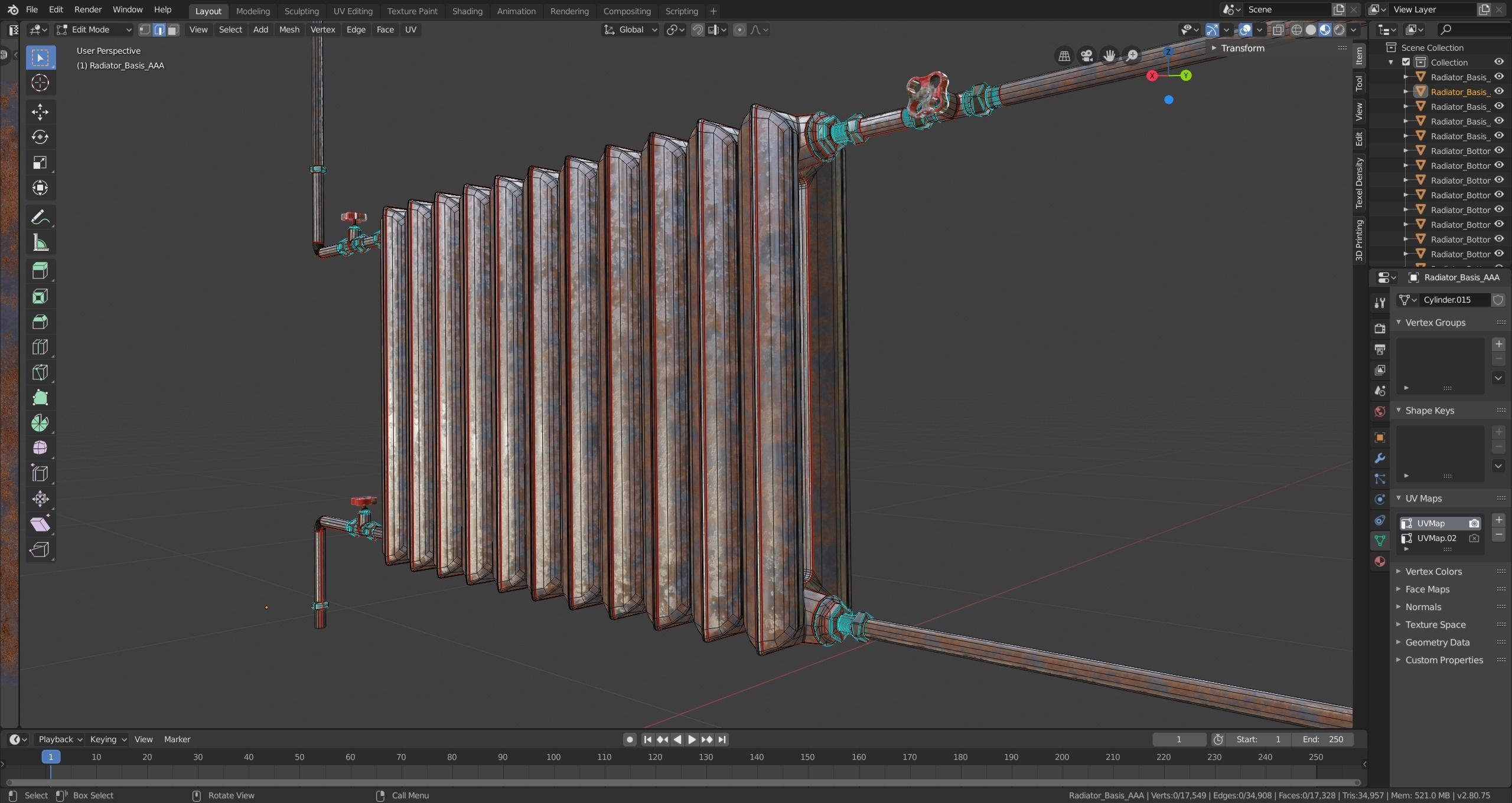 Radiator metal Low-poly 3D model_3