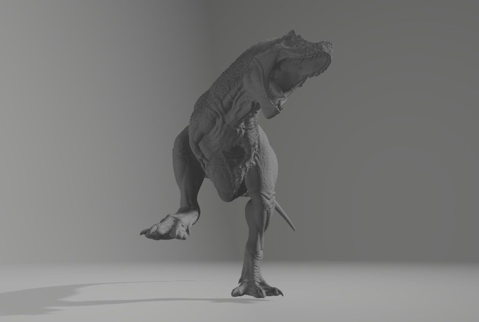 T-REX  in a position defending prey 3D print model_2