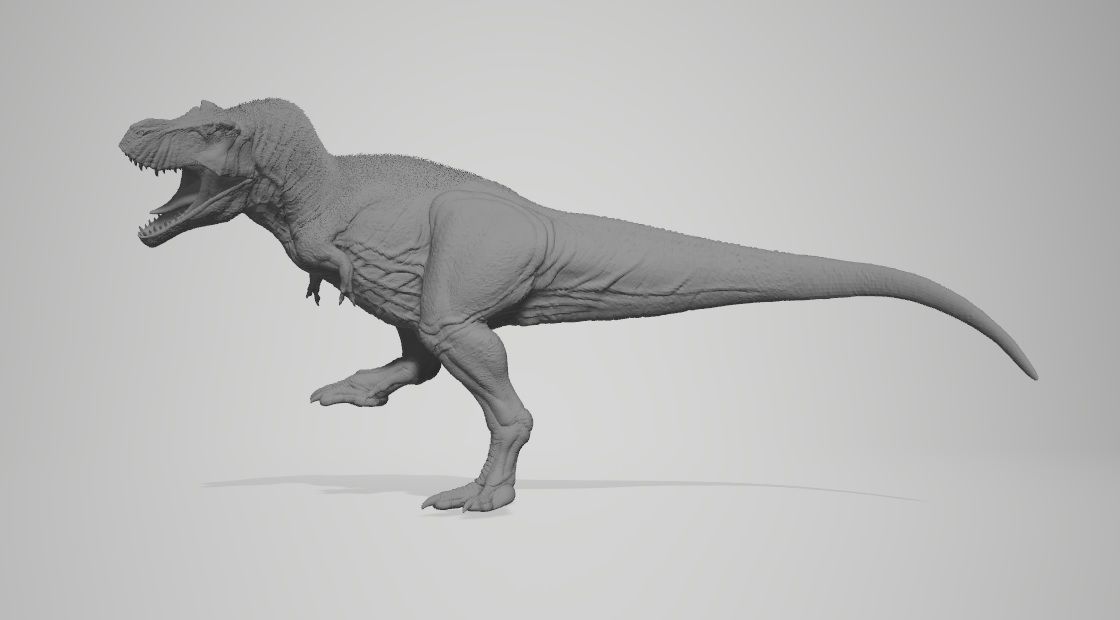 T-REX  in a position defending prey 3D print model_1