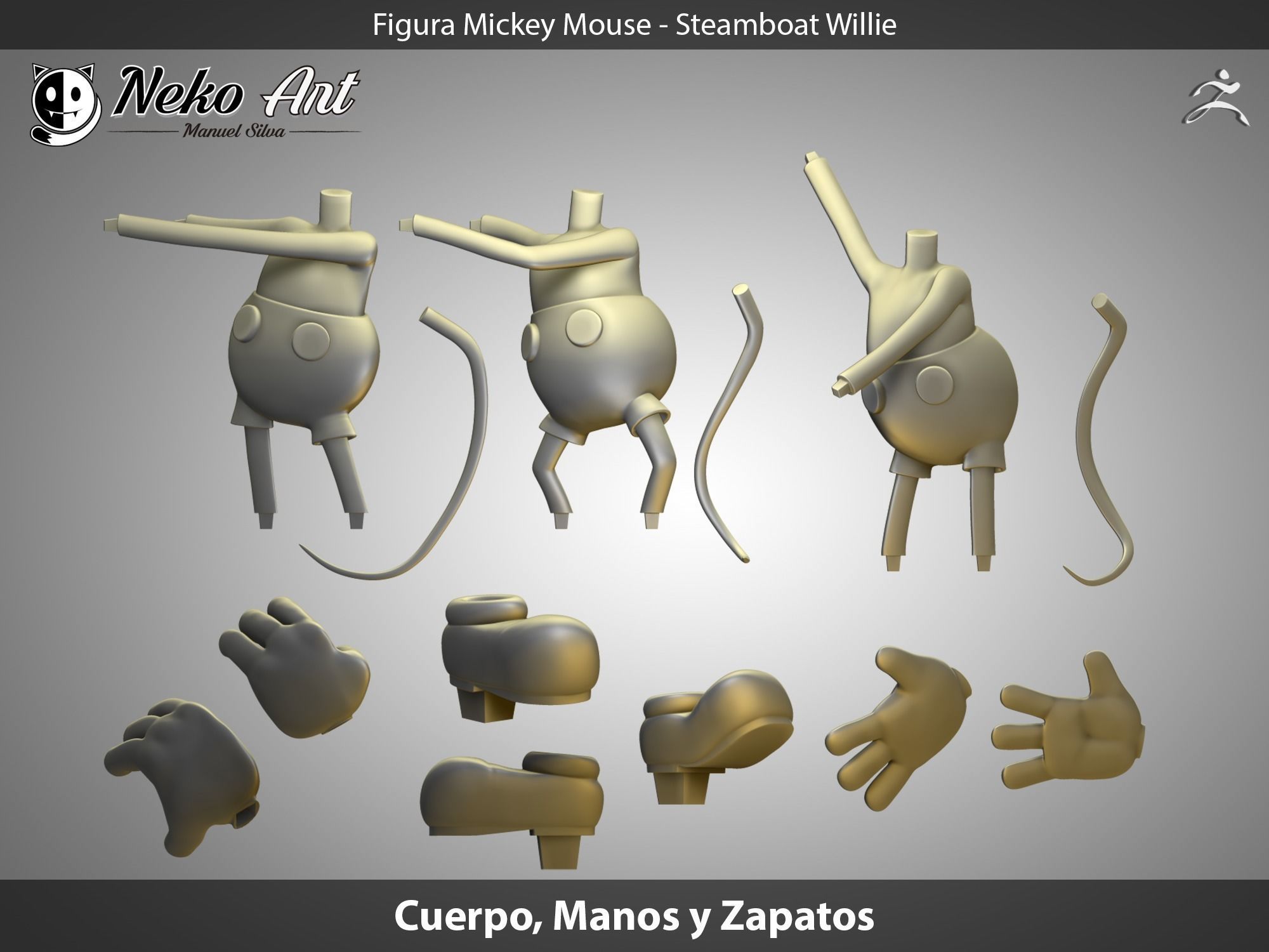 Fan Made Mickey figure - Steamboat Willie 3D print model_5