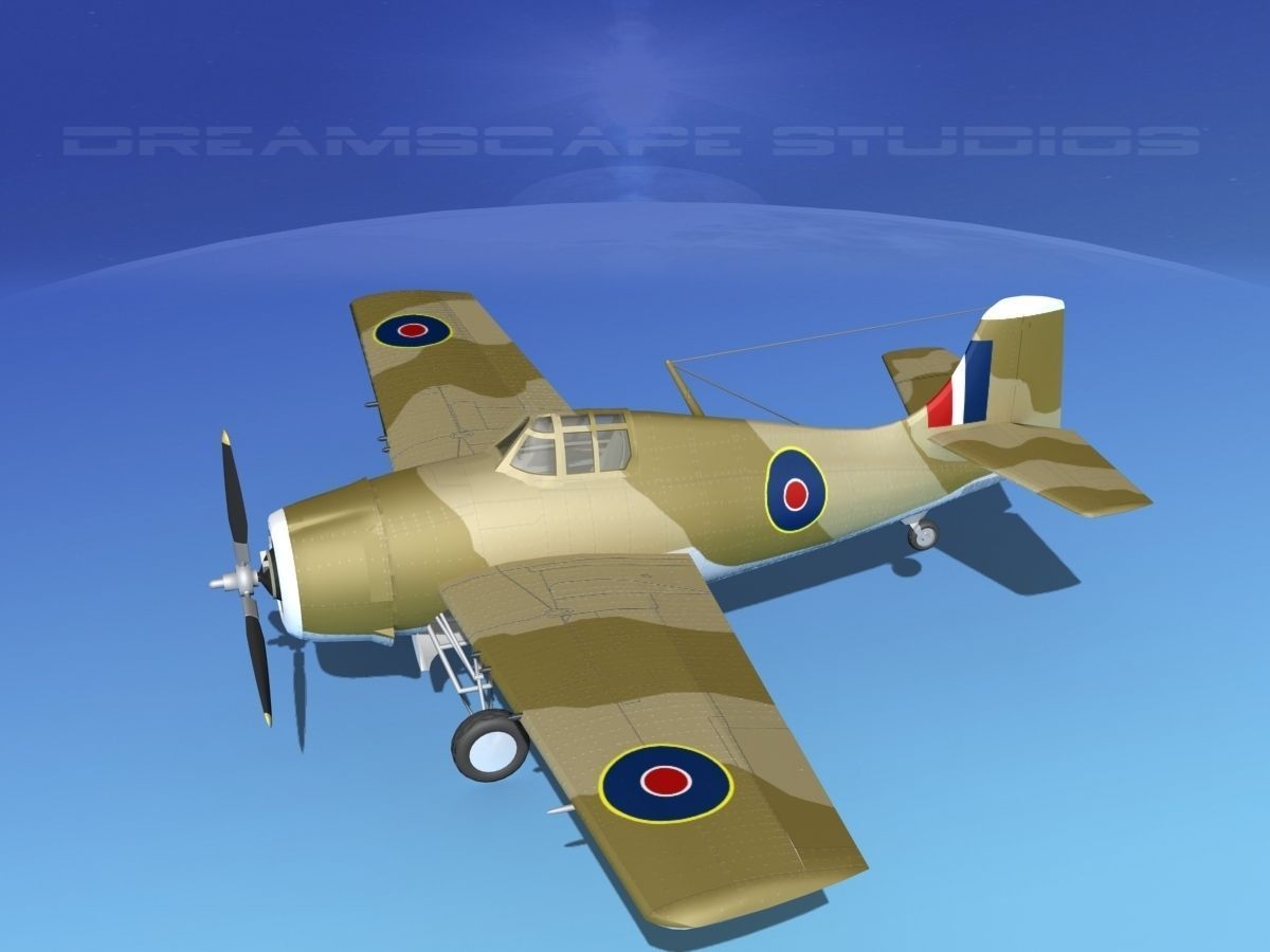 Grumman F4F-3 Wildcat V12 3D model_9