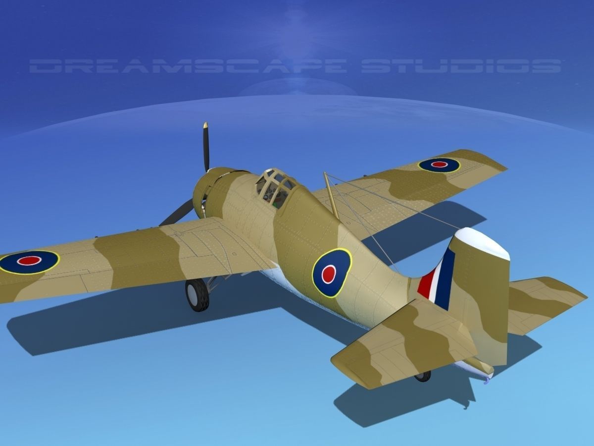 Grumman F4F-3 Wildcat V12 3D model_7
