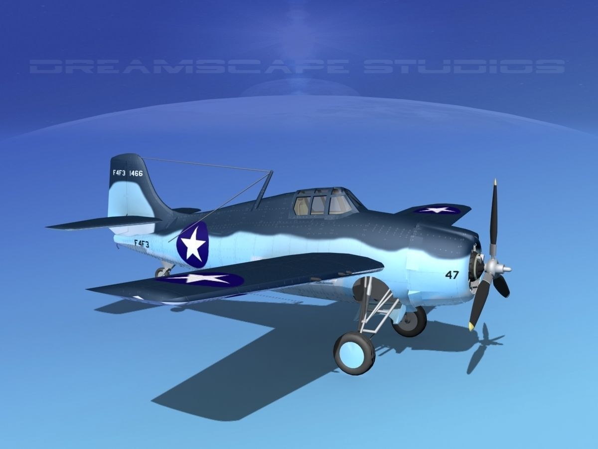 Grumman F4F-3 Wildcat V13 3D model_3