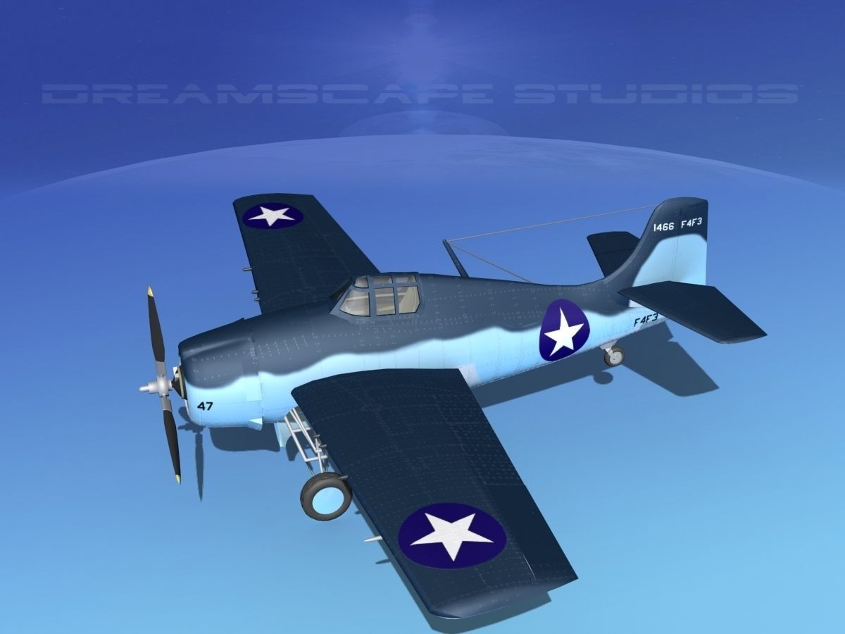 Grumman F4F-3 Wildcat V13 3D model_9