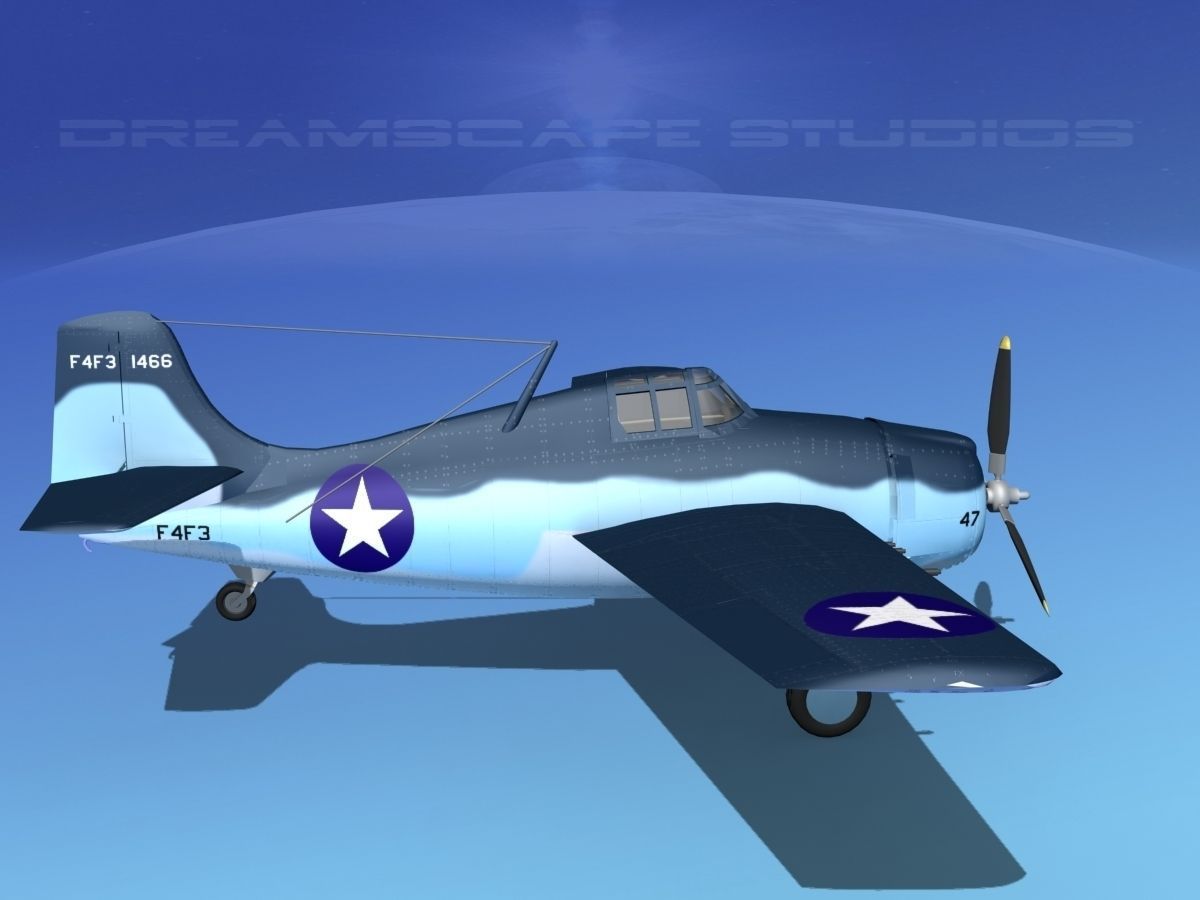 Grumman F4F-3 Wildcat V13 3D model_4