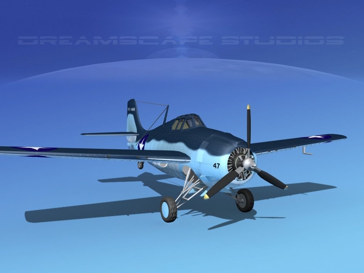 Grumman F4F-3 Wildcat V13 3D model_2