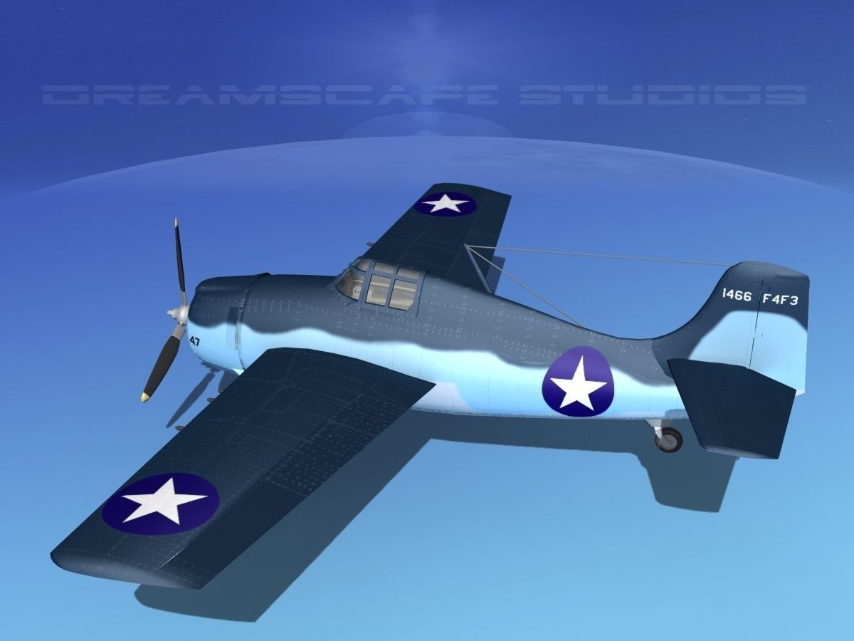 Grumman F4F-3 Wildcat V13 3D model_8