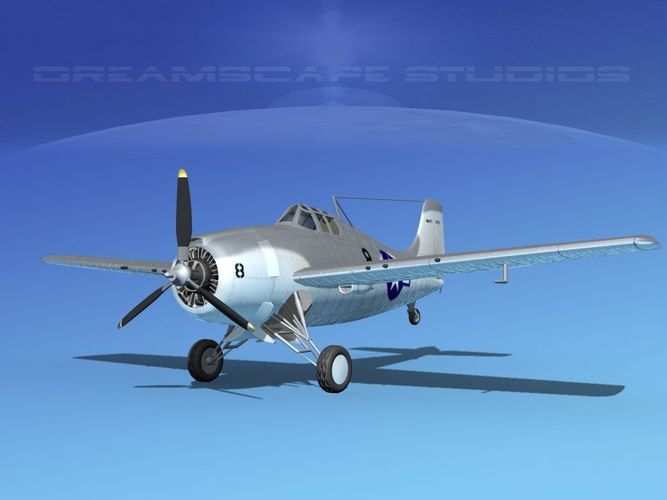 Grumman F4F-3 Wildcat V14 3D model
