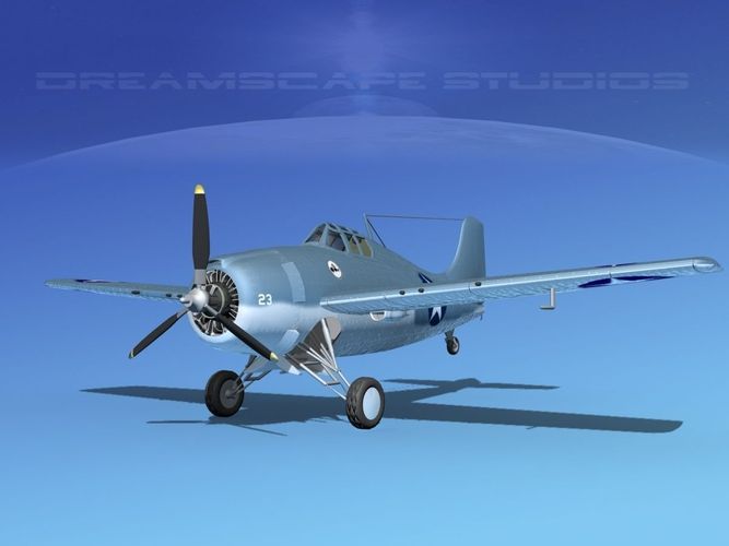 Grumman F4F-3 Wildcat V15 3D model