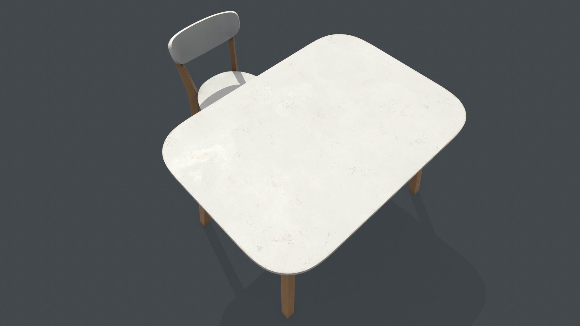 Old Dining Table and Chair Low-poly 3D model_13