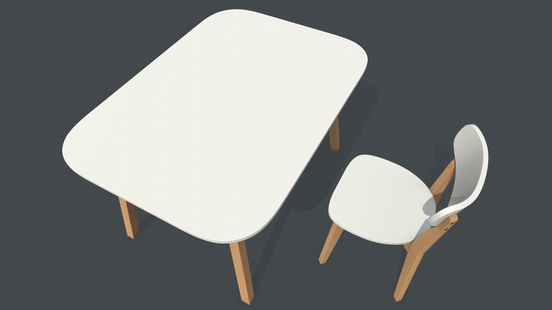 Old Dining Table and Chair Low-poly 3D model_14