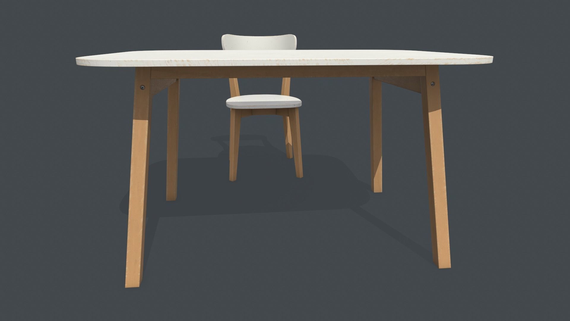 Old Dining Table and Chair Low-poly 3D model_17