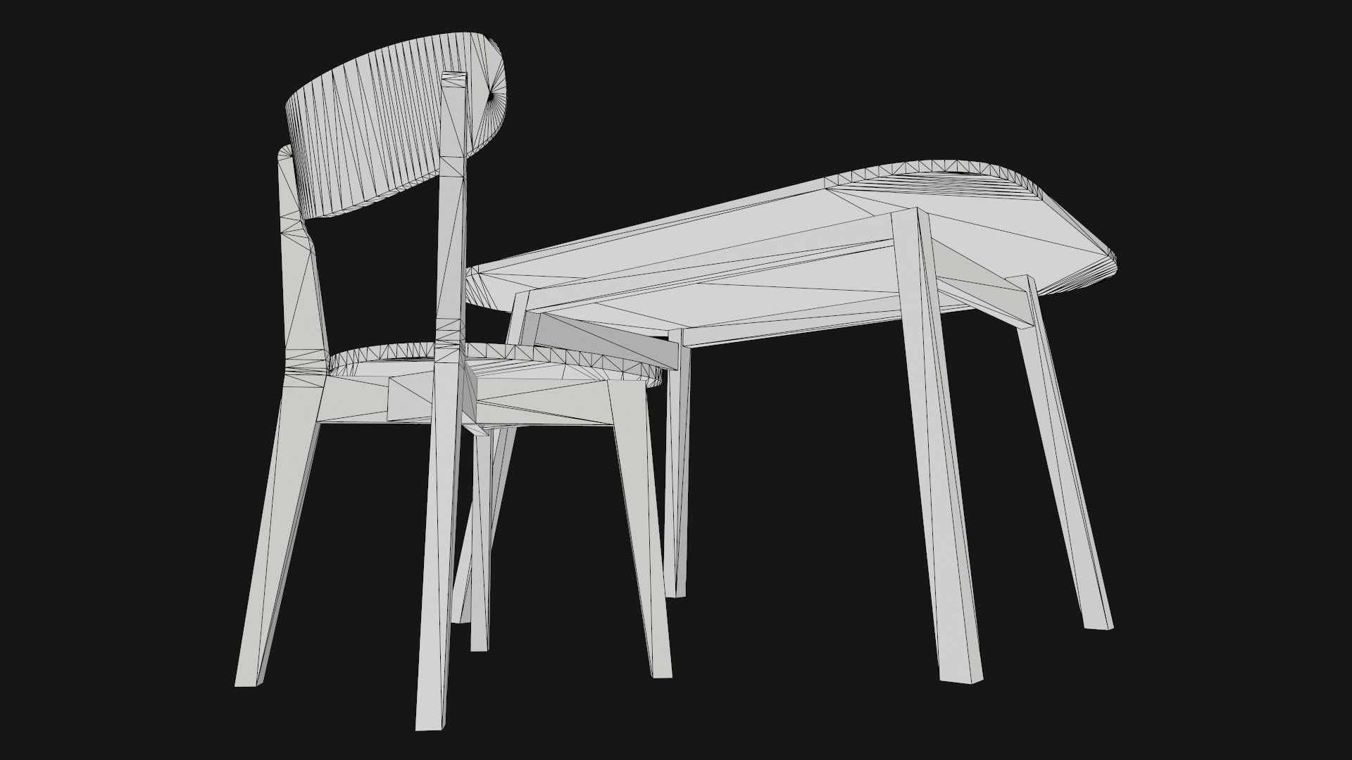 Old Dining Table and Chair Low-poly 3D model_22