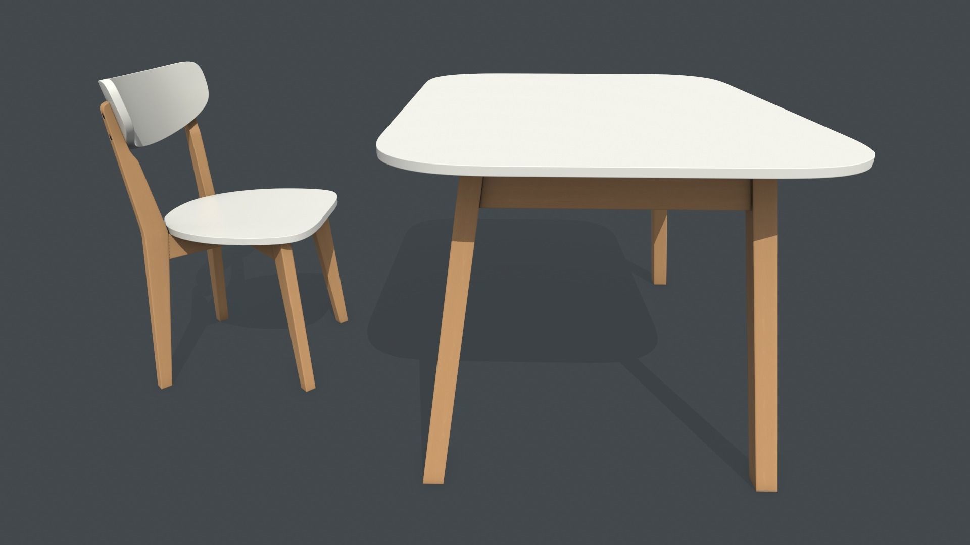 Old Dining Table and Chair Low-poly 3D model_6