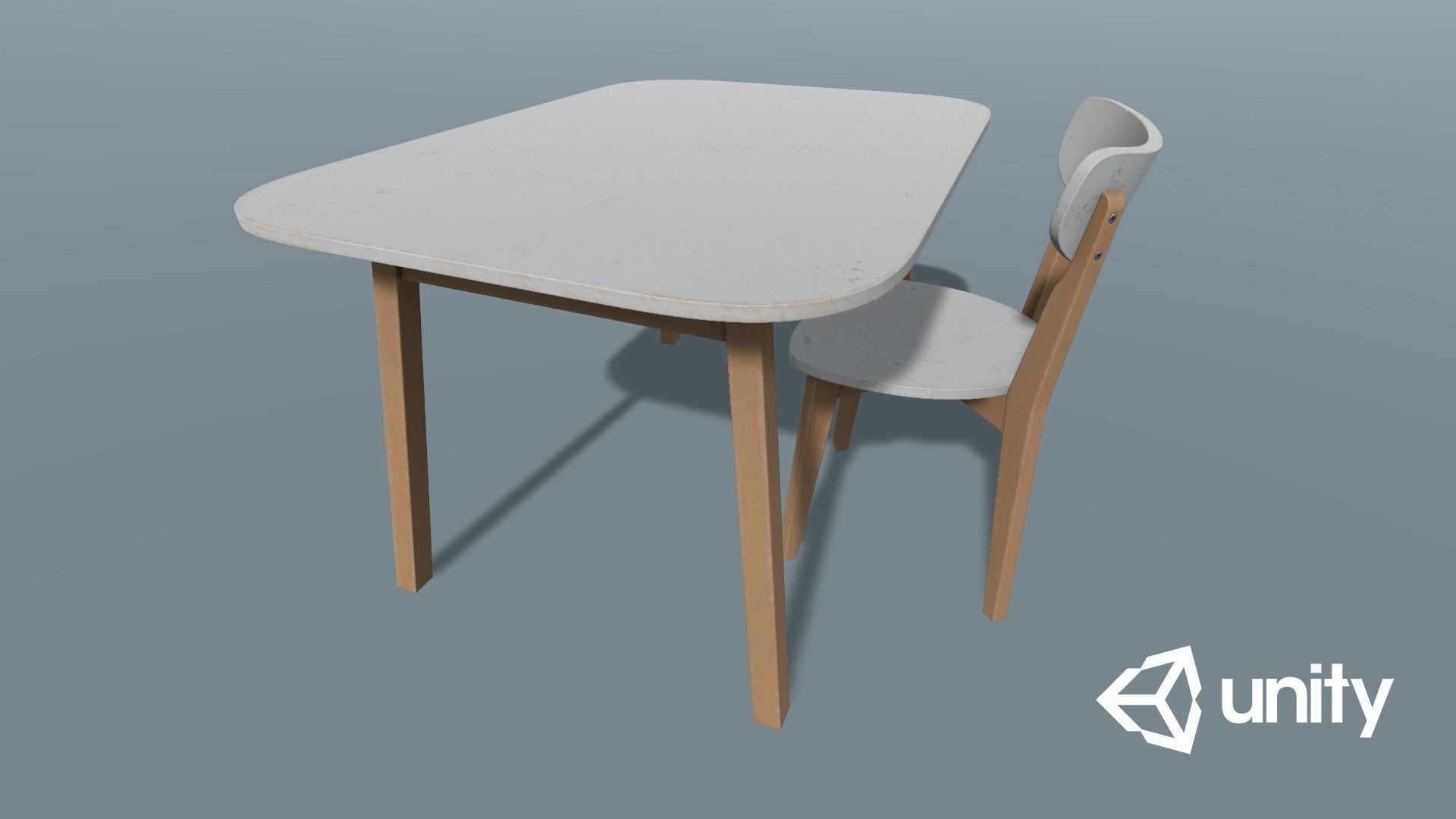 Old Dining Table and Chair Low-poly 3D model_23
