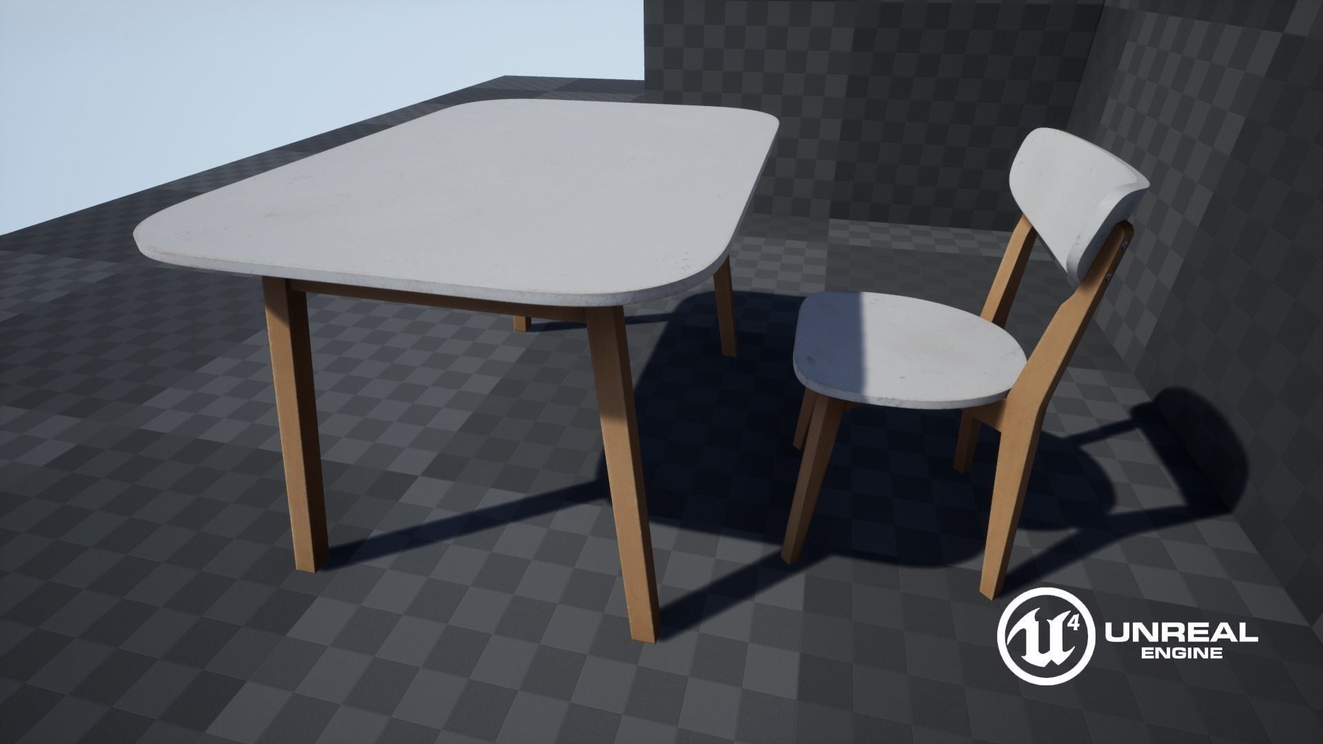 Old Dining Table and Chair Low-poly 3D model_24