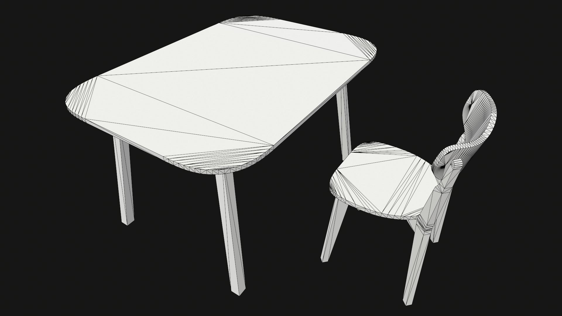 Old Dining Table and Chair Low-poly 3D model_20