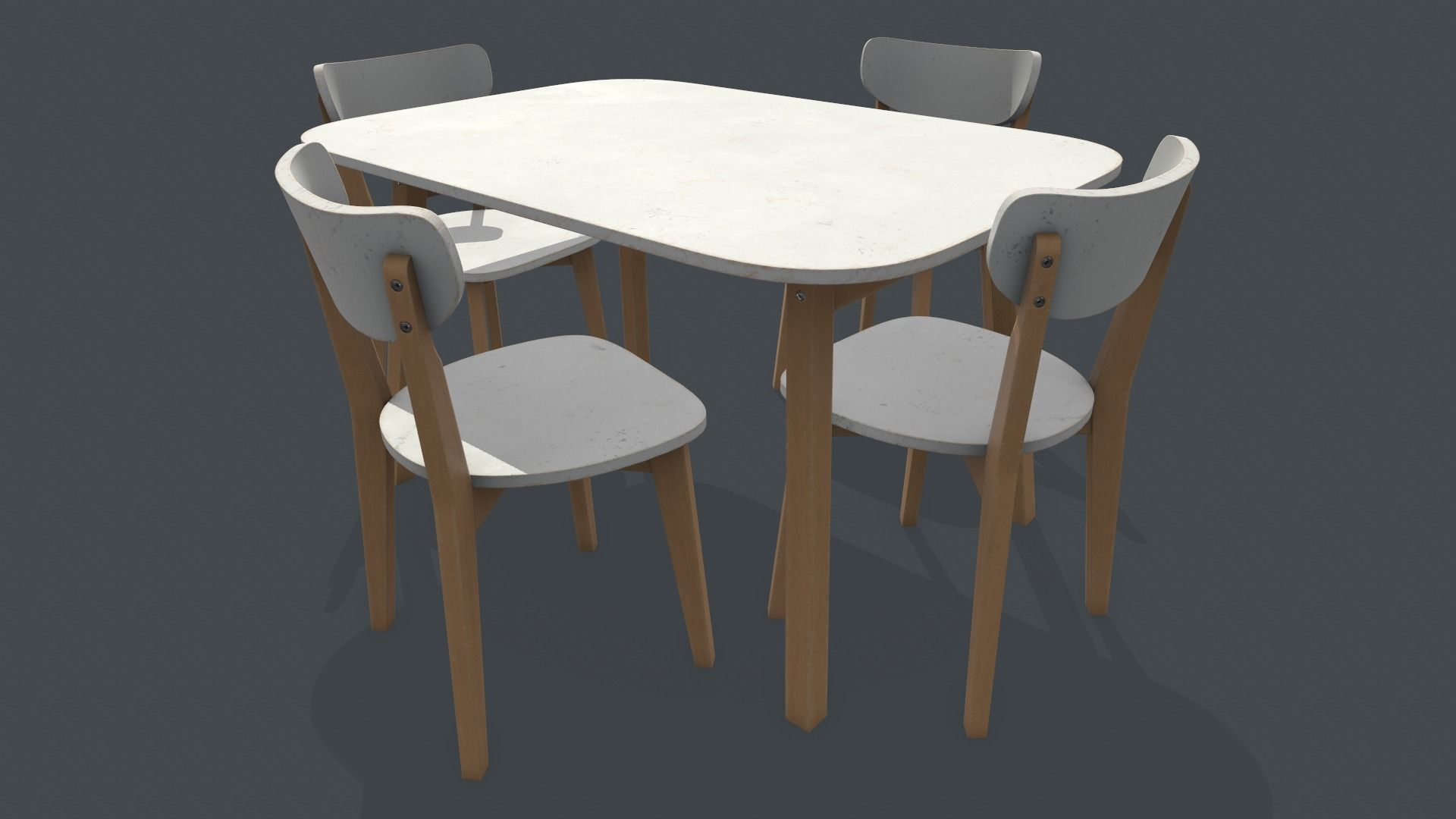 Old Dining Table and Chair Low-poly 3D model_3