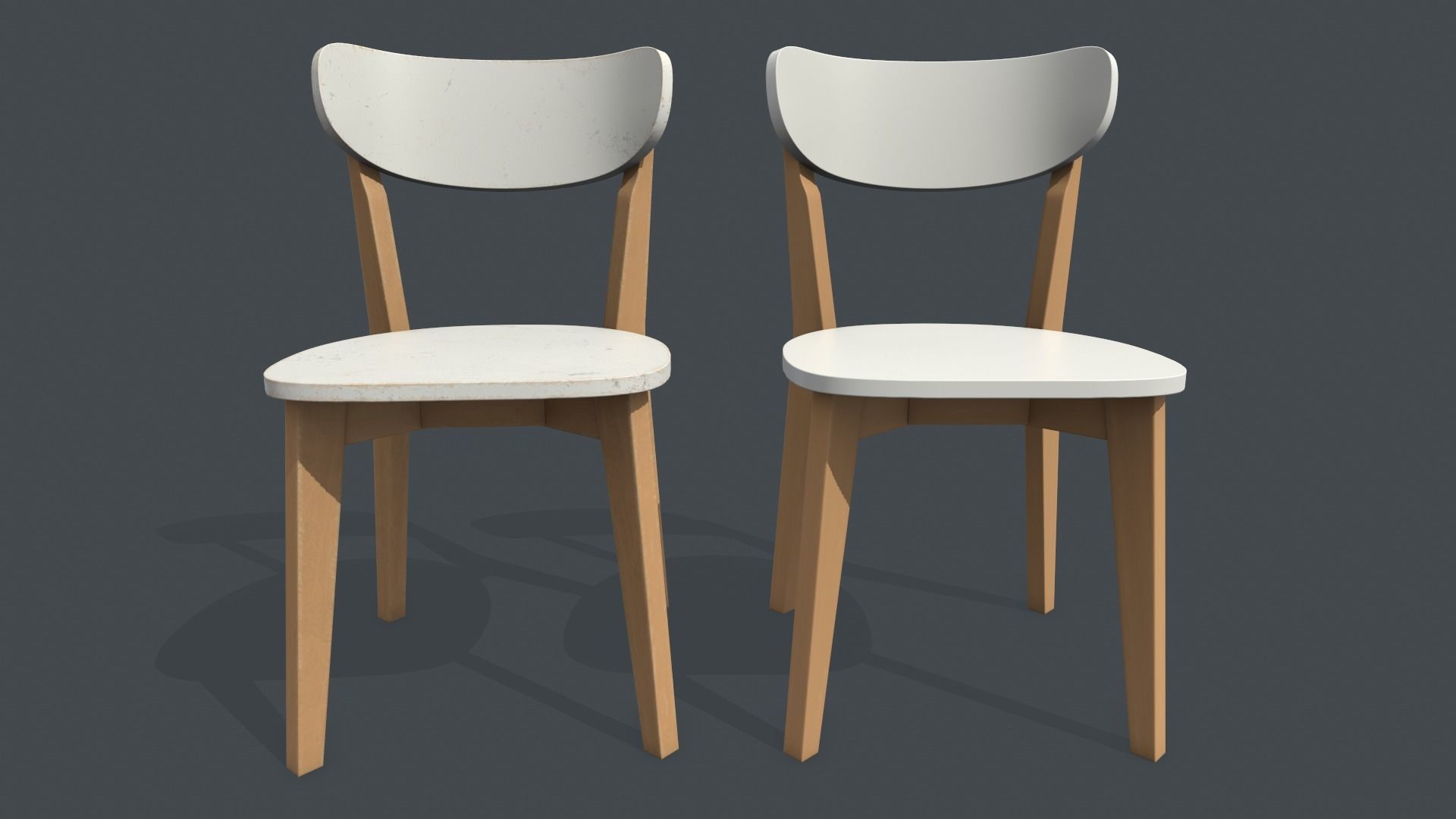 Old Dining Table and Chair Low-poly 3D model_15