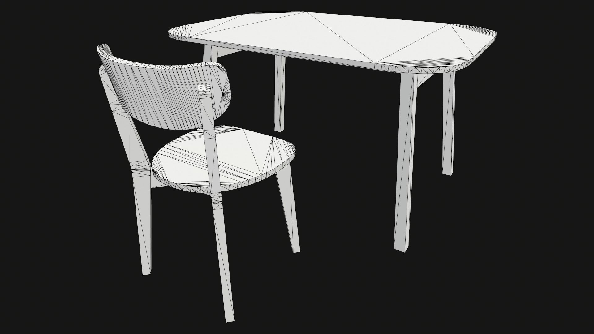 Old Dining Table and Chair Low-poly 3D model_19
