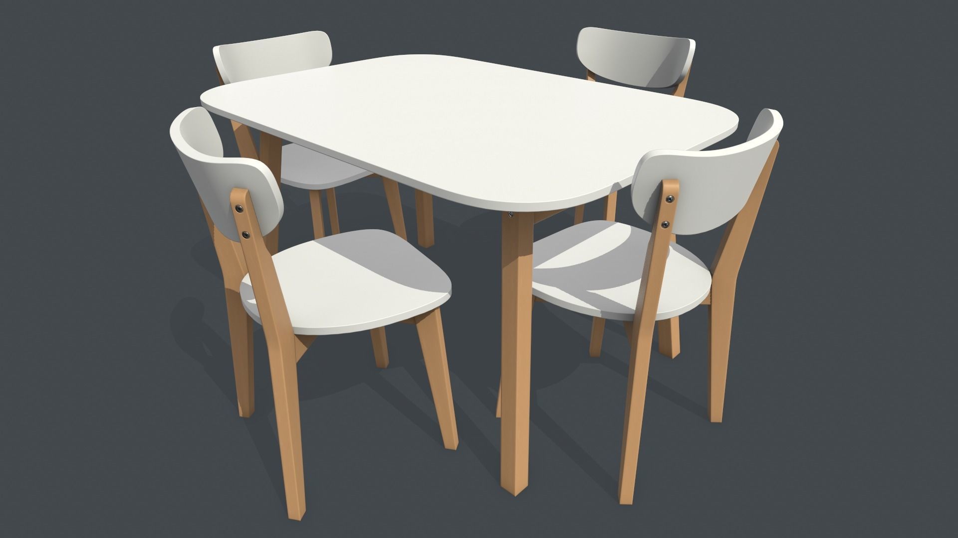 Old Dining Table and Chair Low-poly 3D model_2