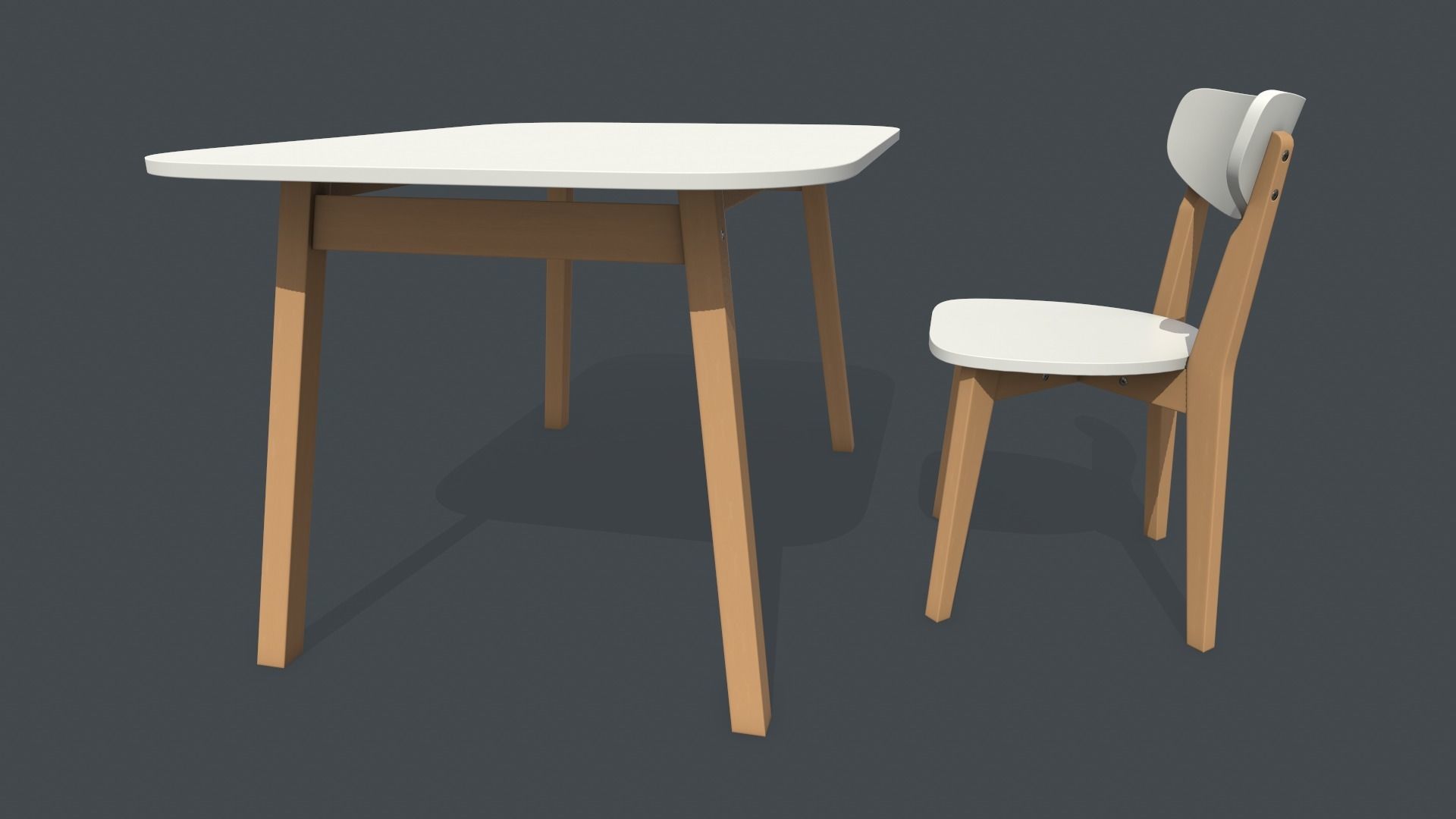 Old Dining Table and Chair Low-poly 3D model_11