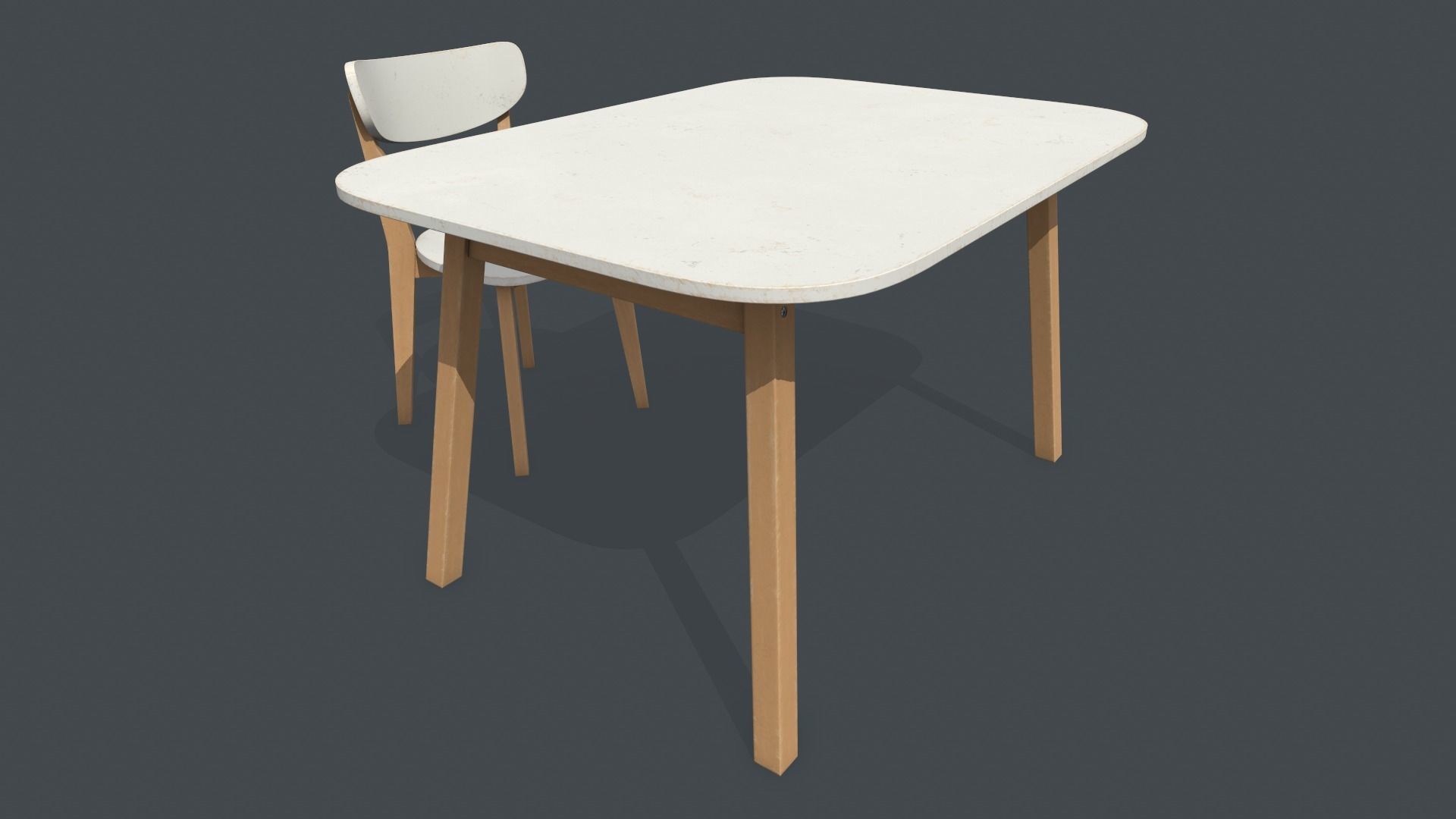 Old Dining Table and Chair Low-poly 3D model_5